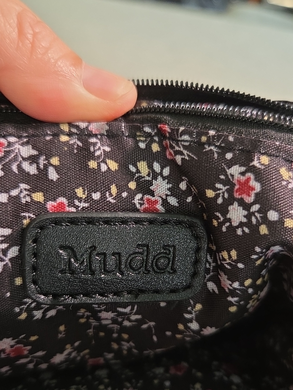 Mudd Black Floral Small Backpack/Purse with Red and Cream Flowers